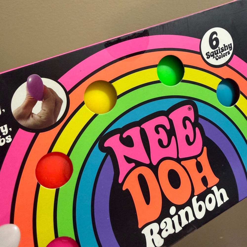 NeeDoh Rainboh Squishy Fidget Nee Doh Rainbow Teenie Groovy Globs 6 Pack NEW - Picture 5 of 6